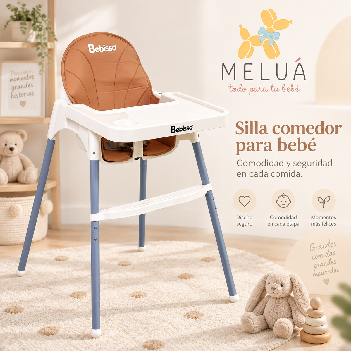 Silla Comedor para Bebé con Bandeja y Arnés | Bebisso