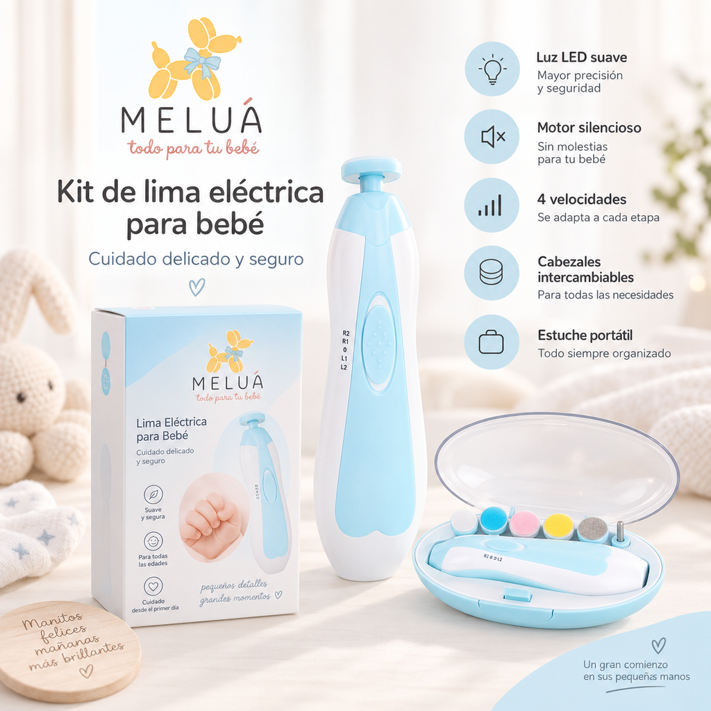 Lima Eléctrica para Uñas de Bebé con Luz LED | MELUÁ