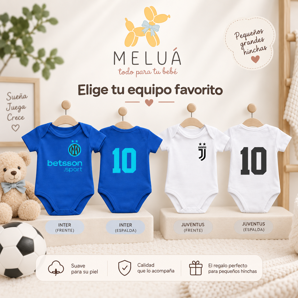 Mameluco Body para Bebé de Equipos de Fútbol 0-24 Meses | MELUÁ