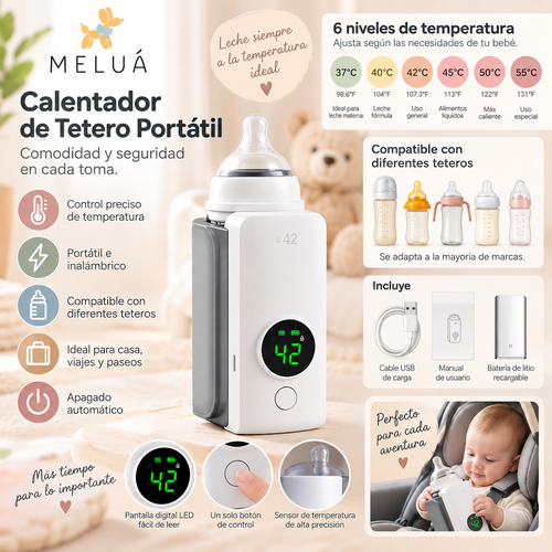 Calentador de Tetero Portátil Inalámbrico | 6 Temperaturas