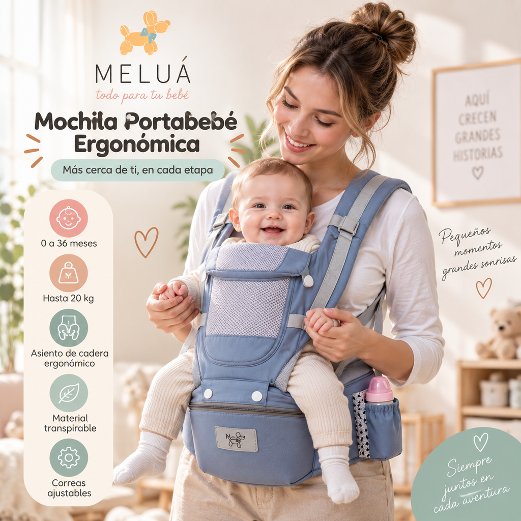 Mochila Portabebé Ergonómica con Hip Seat | Meluá
