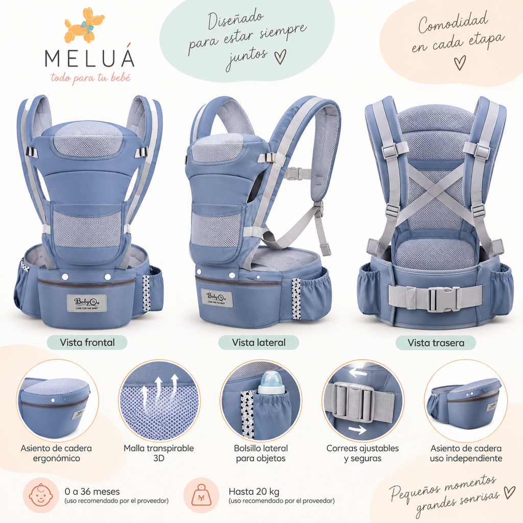 Mochila Portabebé Ergonómica con Hip Seat | Meluá