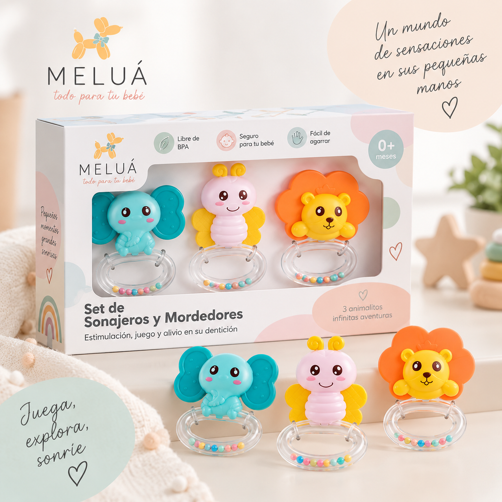 Sonajeros y Mordedores para Bebé x3 | MELUÁ