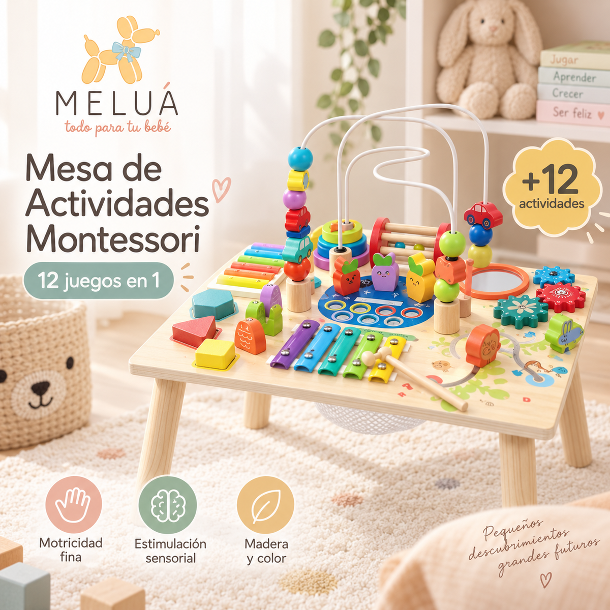 Mesa Montessori 12 en 1 de Madera para Niños | MELUÁ