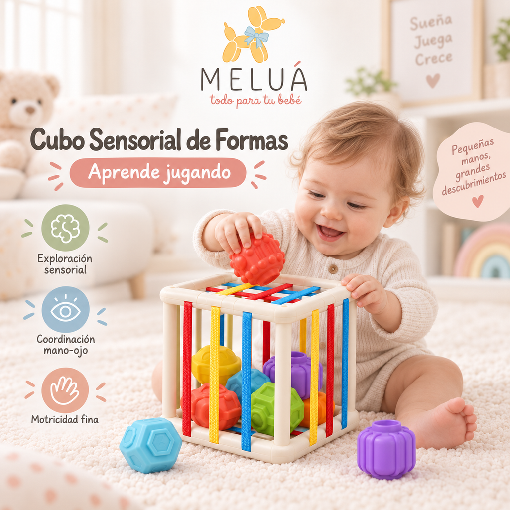 Cubo Sensorial para Bebé con 6 Bloques de Formas | MELUÁ