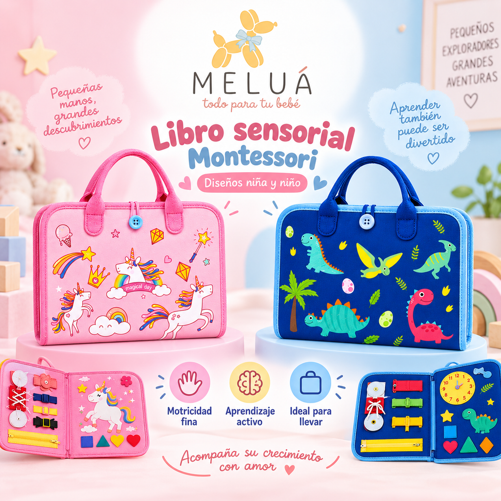 Libro Sensorial Montessori Unicornio para Niños | MELUÁ