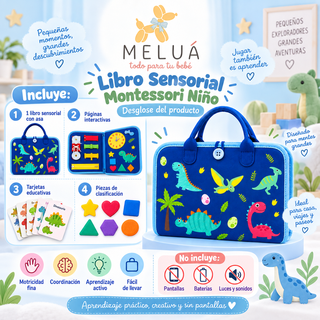 Libro Sensorial Montessori Unicornio para Niños | MELUÁ