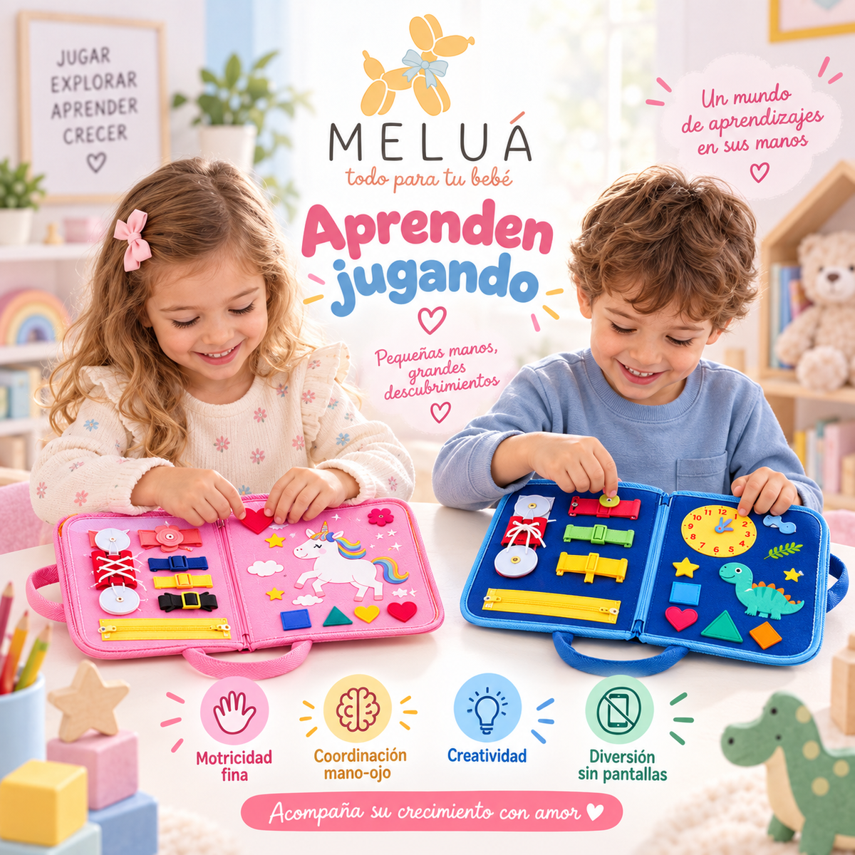 Libro Sensorial Montessori Unicornio para Niños | MELUÁ