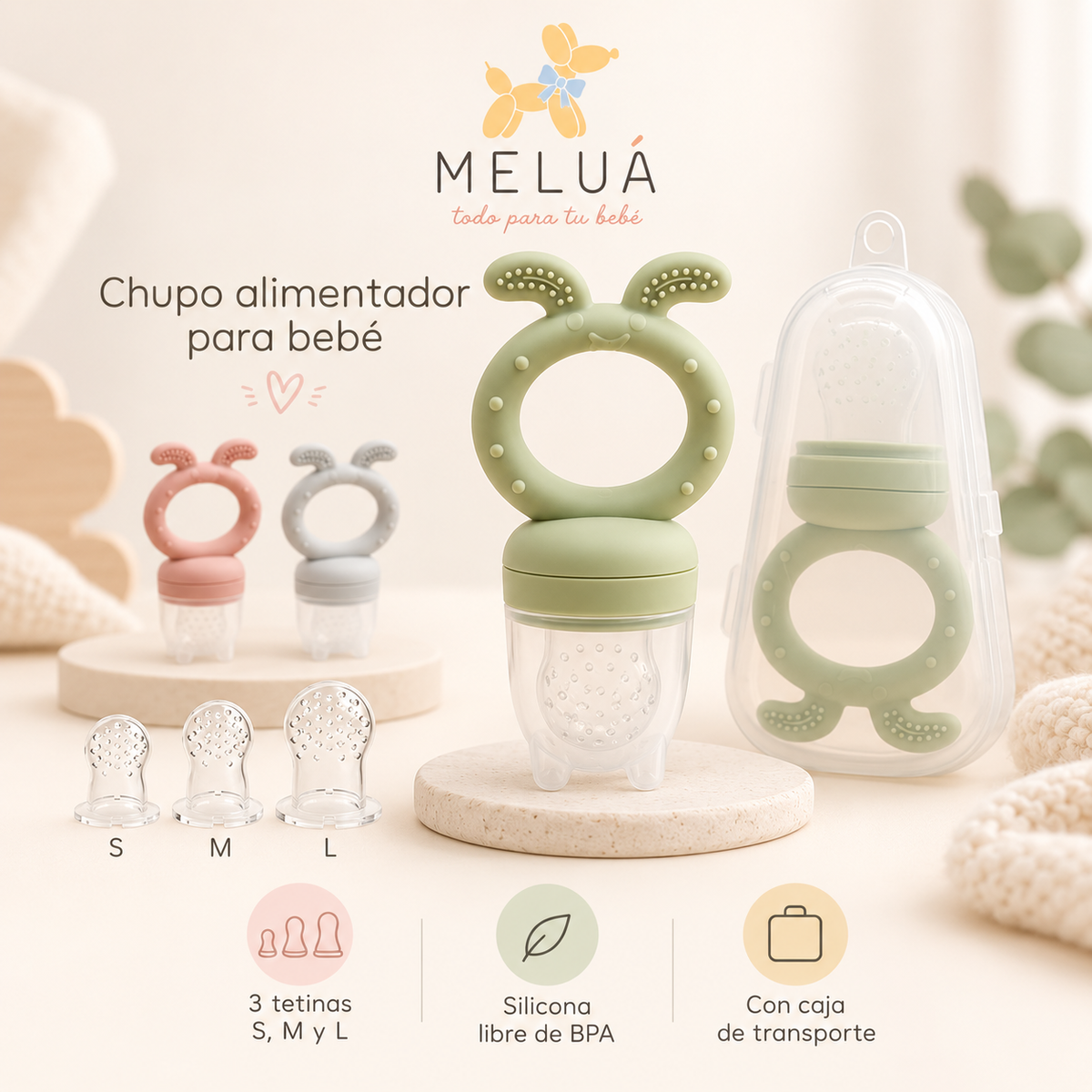 Chupo Alimentador para Bebé con 3 Tetinas de Silicona | MELUÁ