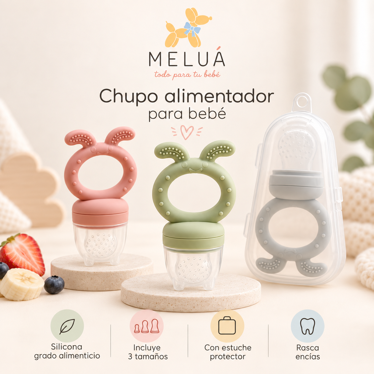 Chupo Alimentador para Bebé con 3 Tetinas de Silicona | MELUÁ