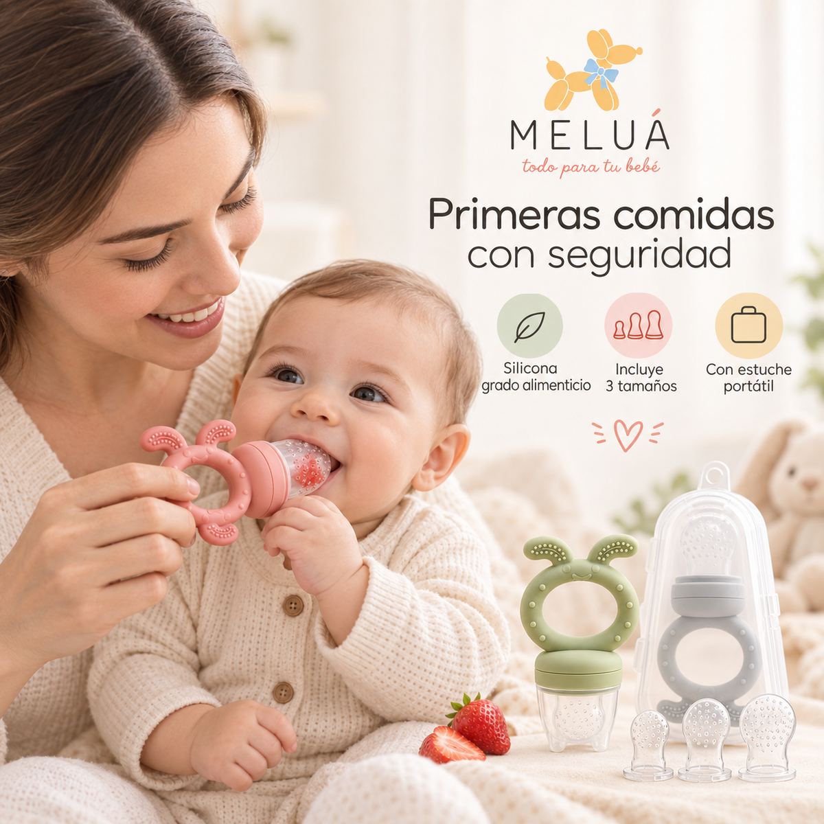 Chupo Alimentador para Bebé con 3 Tetinas de Silicona | MELUÁ