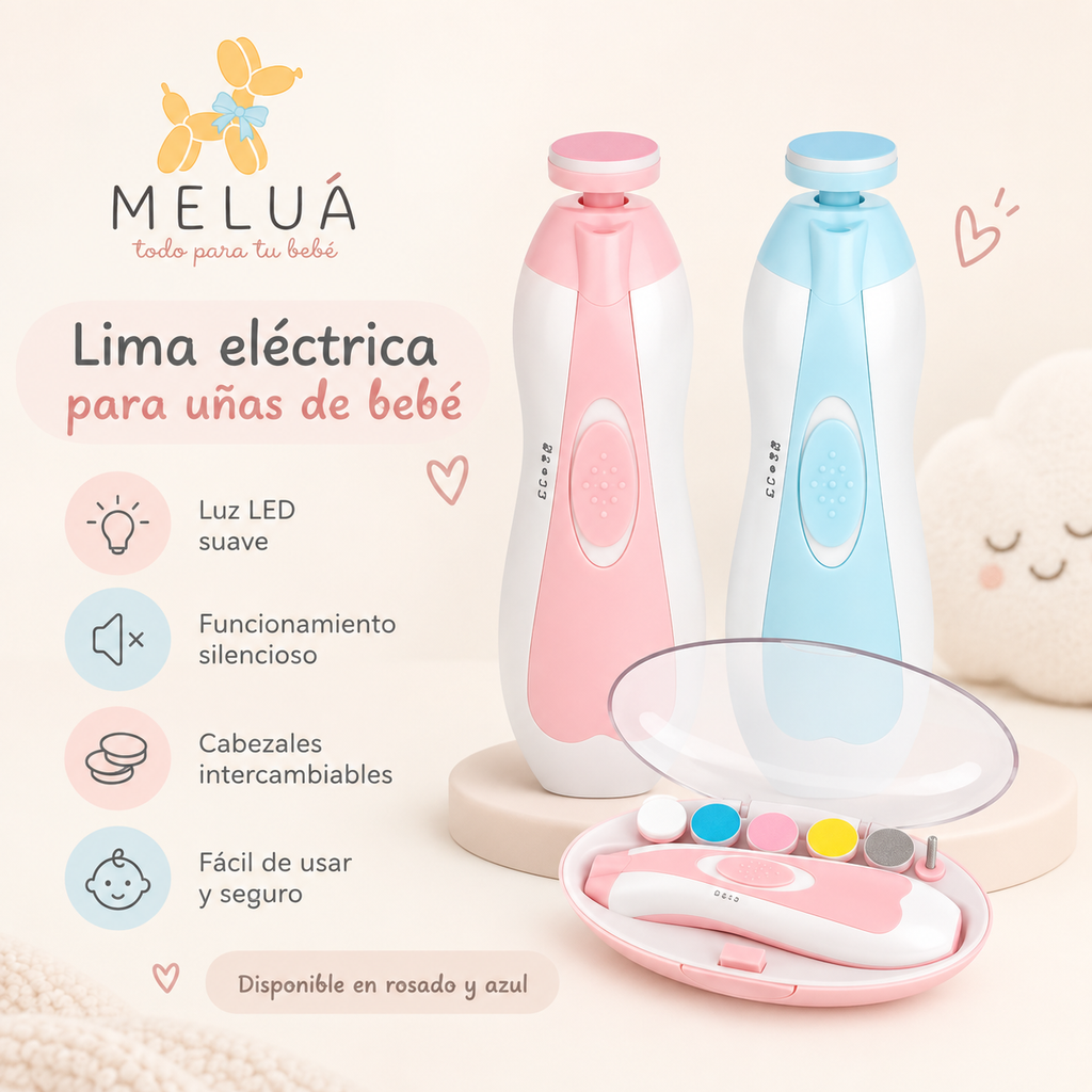 Lima Eléctrica para Uñas de Bebé con Luz LED | MELUÁ