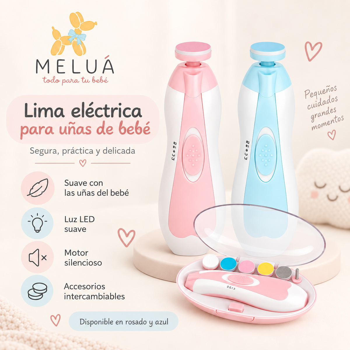 Lima Eléctrica para Uñas de Bebé con Luz LED | MELUÁ