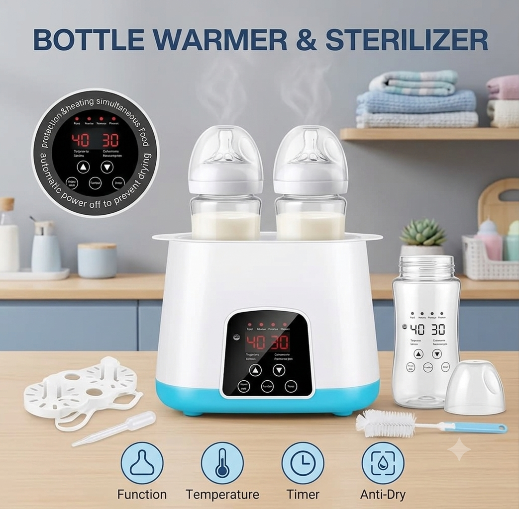 Esterilizador y Calentador de Teteros 5 en 1 con Pantalla LCD