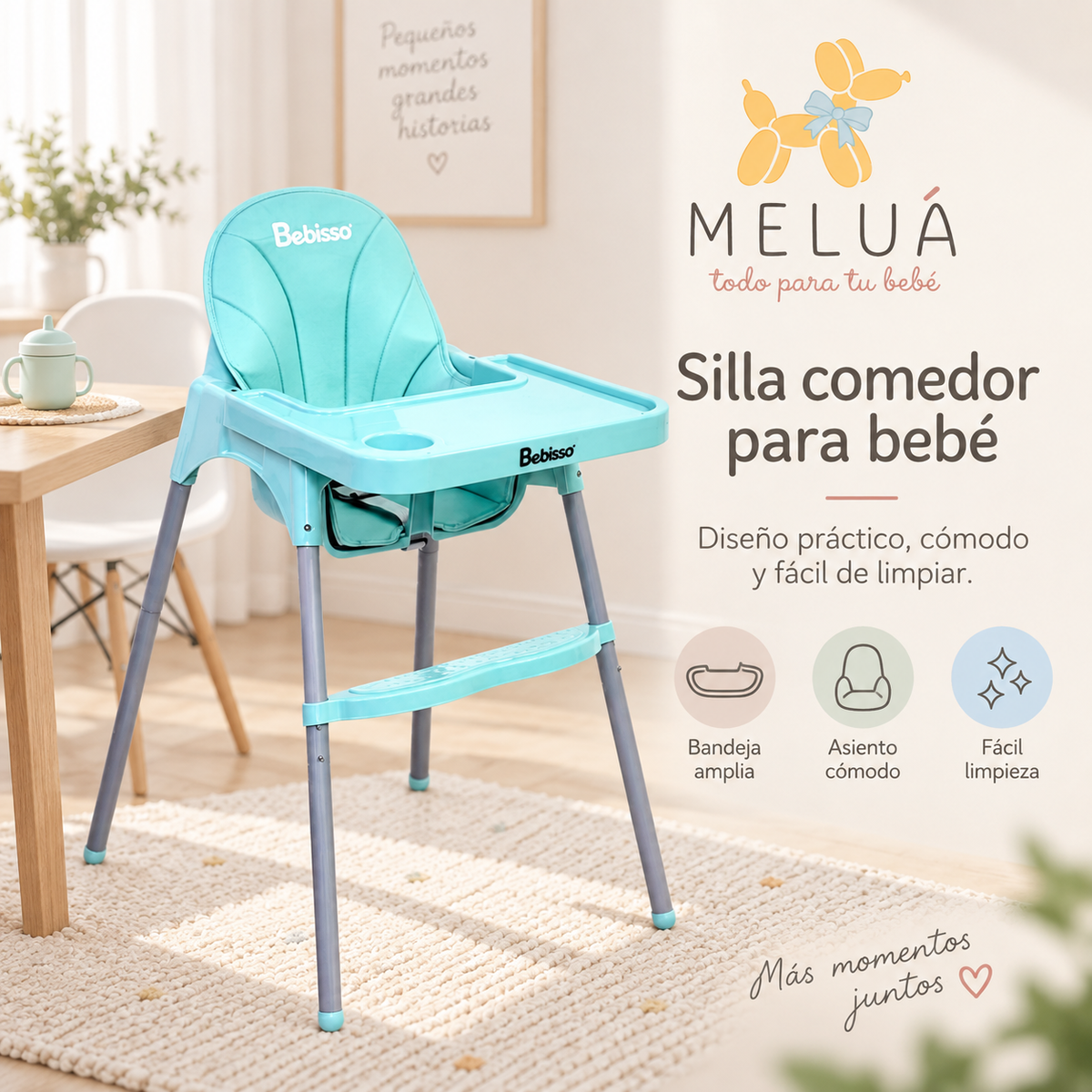 Silla Comedor para Bebé con Bandeja y Arnés | Bebisso